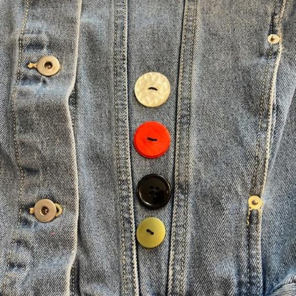 Women's Love Tree Denim distressed reworked embellished Denim Jacket size Small - Picture 7 of 8